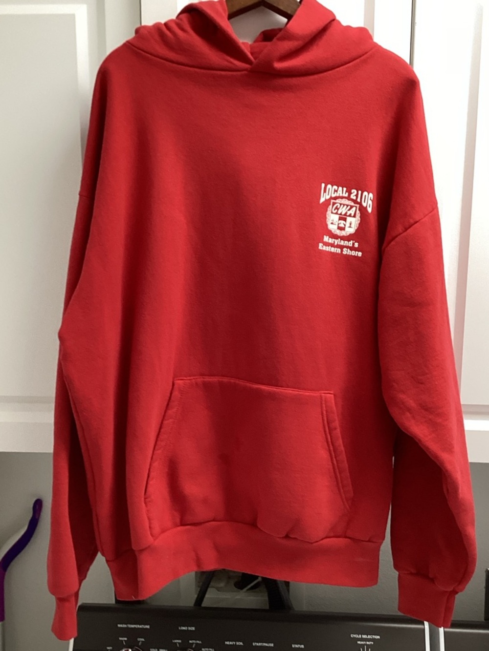 Red Pullover Hooded Sweatshirt with Pocket -